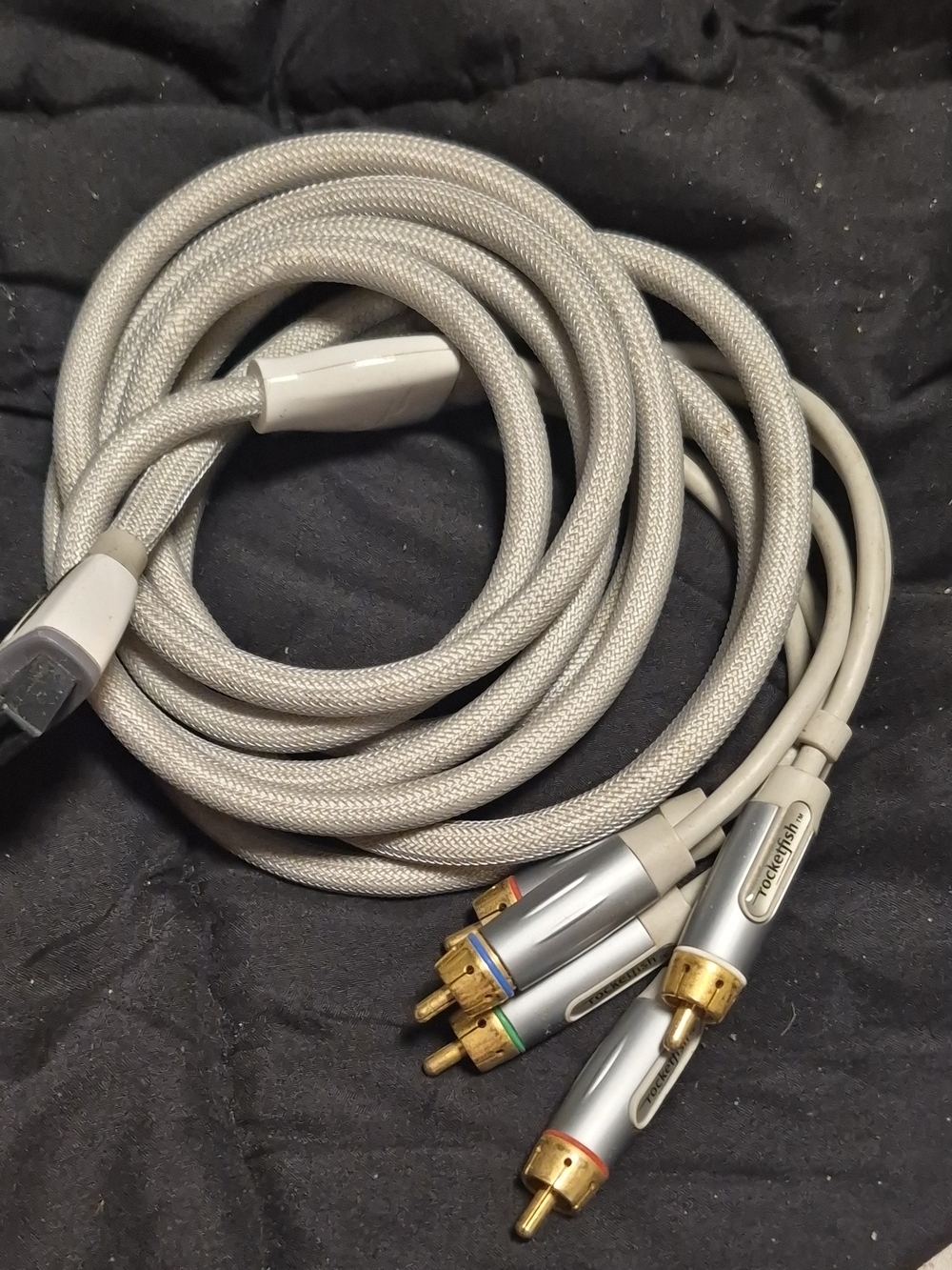 High-Quality Silver Braided RCA Audio Cable Set